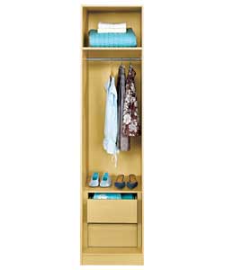 modular Single Wardrobe with Interior Chest - Oak