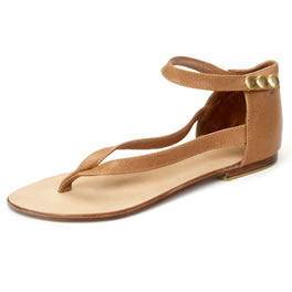 Tan Leather Charm Flat Sandal