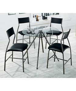 monaco Glass and Chrome Dining Set