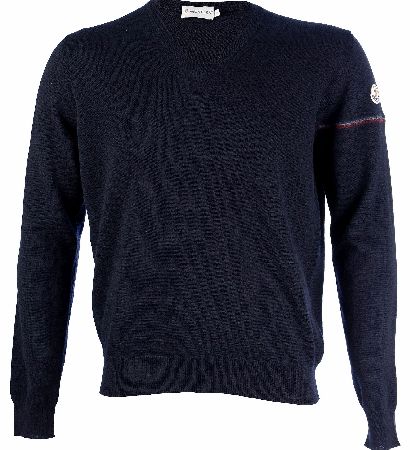 MONCLER Contrast Sleeve Stripe Jumper Navy