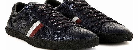 MONCLER Monaco Metallic Leather Navy Trainers