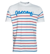 White T-Shirt with Stripe Detail