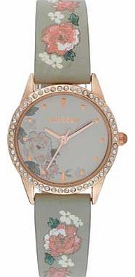 Ladies Floral Strap Stone Set Watch