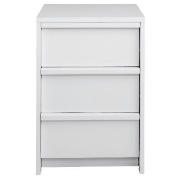 3 Drawer Bedside Chest, White