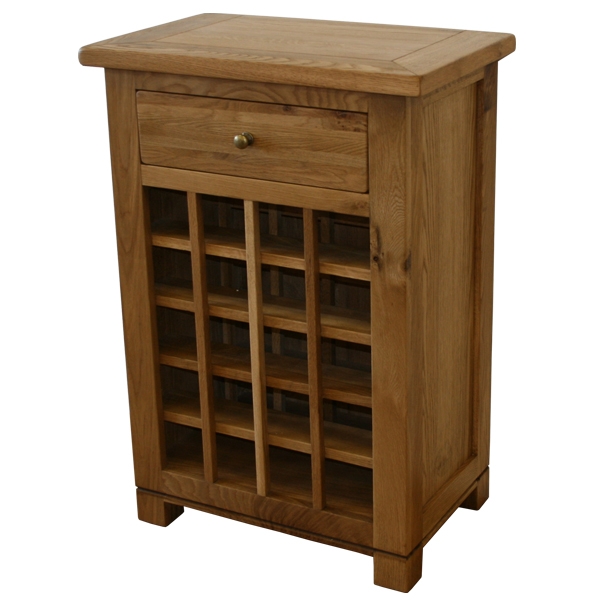 montreal Solid Oak 1 Drawer Wine Rack