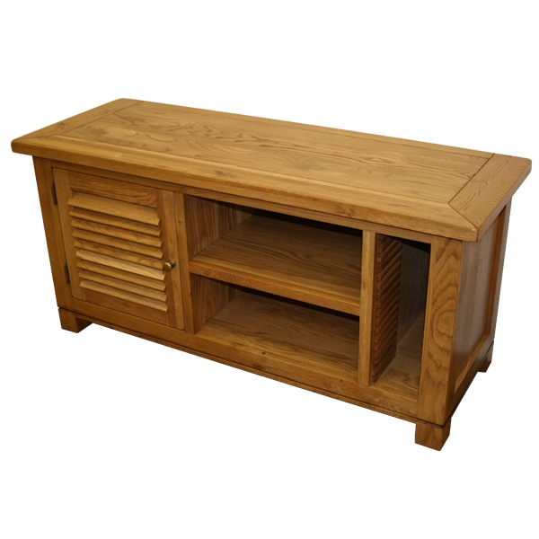 Solid Oak 2 Drawer 1 Shelf TV Unit with
