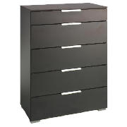 Monza 5 Drawer Chest, Dark Chocolate Finish