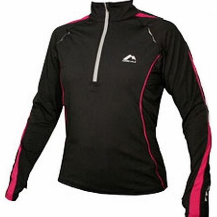 More Mile WOMANS Black with pink trim More Mile Long Sleeved Hi-Viz running top