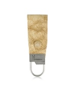 Moreschi Cream Textured Leather Key Fob