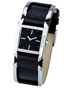 Ladies Black Leather Watch