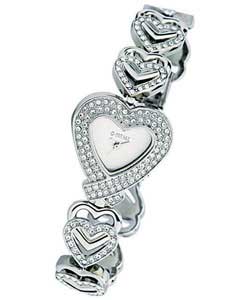 morgan Ladies Diamonte Heart Watch