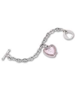 Morgan Ladies Q/A T-Bar Chain with Heart Watch