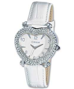 Ladies Stone Set Heart Shaped Watch