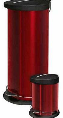 30L and 5L Pedal Bin Set - Red