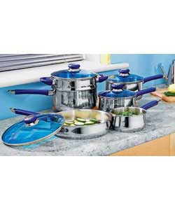 Richards 5 Piece Blue Stainless Steel Pan Set