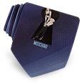Moschino Coin Here - Blue Lines Woven Silk Tie