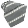 Moschino Gray Logoed Stripes Woven Silk Tie