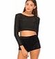 Motel Bonnie Long Sleeve Crop Top in Black Net