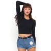 Motel Bonnie Long Sleeve Crop Top in Black Spandex