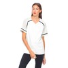 Motel Cassie Baseball Jersey in Cream and Black PU