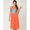 Motel Crissy Denim Bustier Midi Dress in Coral