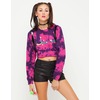 Motel Crop Sweat in Magenta Tie Dye with Arabic