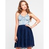 Motel Finch Denim Bustier Dress in Navy Lace