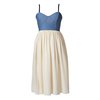 Motel Flissy Dip Hem Bustier Dress in Sky Denim