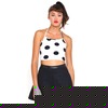 Motel Fonda Halter Crop in Black and White Polka