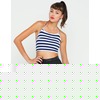 Motel Fonda Halter Crop in Blue and White