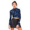 Motel Lara Turtleneck Crop Top in Camo Dark Blue