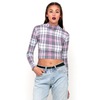 Motel Lara Turtleneck Crop Top in Pink Tartan