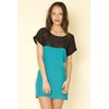 Motel Laureen Sheer Panel Dress in Plain Teal