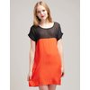 Motel Laureen Sheer Panel Dress in Tomato