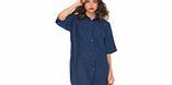 Motel Stella Shirt Dress in Pinstripe Navy