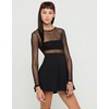 Motel Valeria Mesh Top Skater Dress in Black