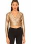 Motel Wrap Crackle Long Sleeve Crop Top in Rose