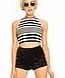 Motel Zena Crop Top In Mixed Stripe