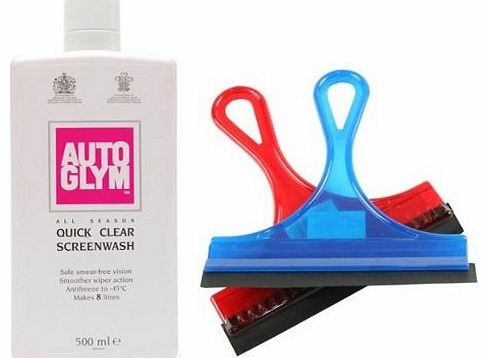 Motionperformance Essentials Car Window Kit - Autoglym All Season Quick Clear Screen Wash & Car Care Squeegee Ice Scraper