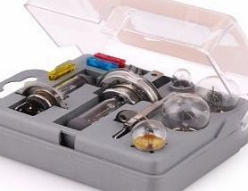 UNIVERSAL SPARE BULB KIT INCLUDING H1 H4 H7 BULBS & FUSES