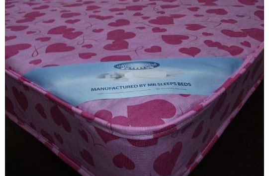 MR SLEEPS BEDS LIMITED 3Ft SINGLE BUDGET ECONOMY MATTRESS MR SLEEPS LABELLED PINK LOVEHEART MATTRESS