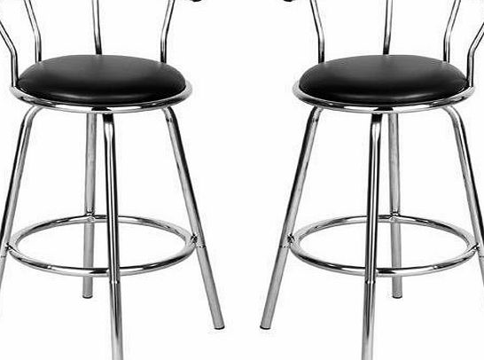 MS INTL Set Of 2 Black Revolving Bar Stool Kitchen Breakfast Stools