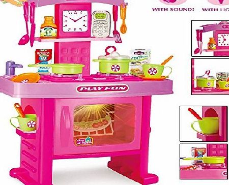 MTS Childrens Kids Pink Electronic Play Kitchen Toy Cooking Oven Cooker Set