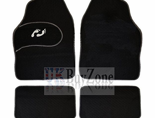 MTS Company 4 Piece Front Rear Black Car Mat Carpet Set Non-Slip Grip Universal Floor Mats