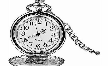 Mudder Classic Smooth Vintage Silver Steel Mens Pocket Watch Xmas Gift