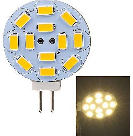 Mudder Disc Type G4 4W 12V AC/DC 5730 SMD 12-LED Warm White Light Bulb for Car, Boat, Marine, RV, Cabinet, 