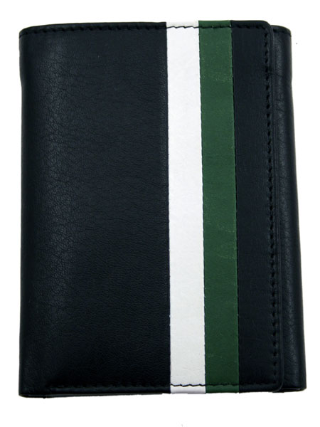 Mustard Black Lombard Leather Wallet