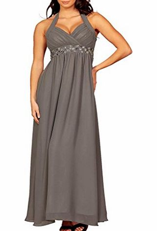 MY EVENING DRESS Long Elegant Halter Neck Evening Dress Empire Formal Gown Maxi Dresses halterneck For Ladies Womens 