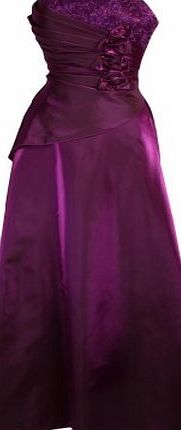 MY EVENING DRESS Womens Elegant Pleated Wrap Evening Dress Flowers Tapework Taffeta Formal Ball Gowns Dresses Ladies Burgundy Size 8