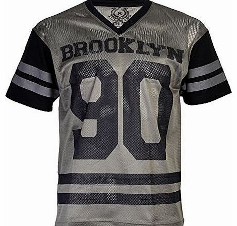 Mens My Fashion World Grey Black Printed Basketball Design T-shirt Top Size M